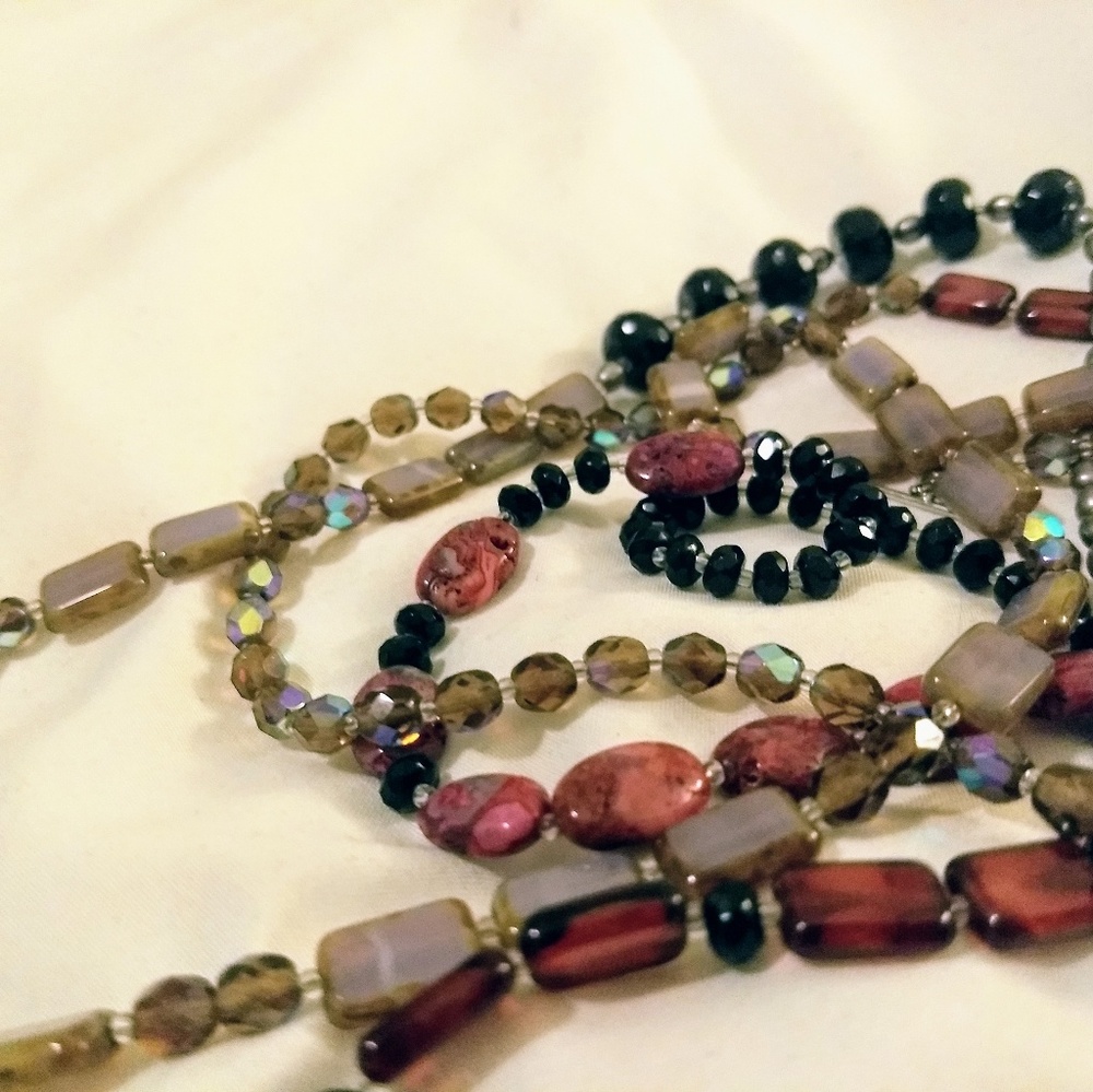 60" long beaded necklace